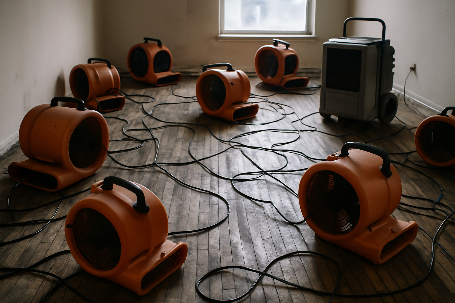 Professional water damage restoration equipment used in Fort Worth